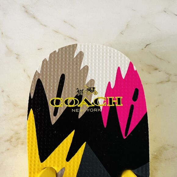 COACH Alessa Yellow Hawk Feather Rubber Navajo Thin Flip-Flop - US 11 - Picture 3 of 9